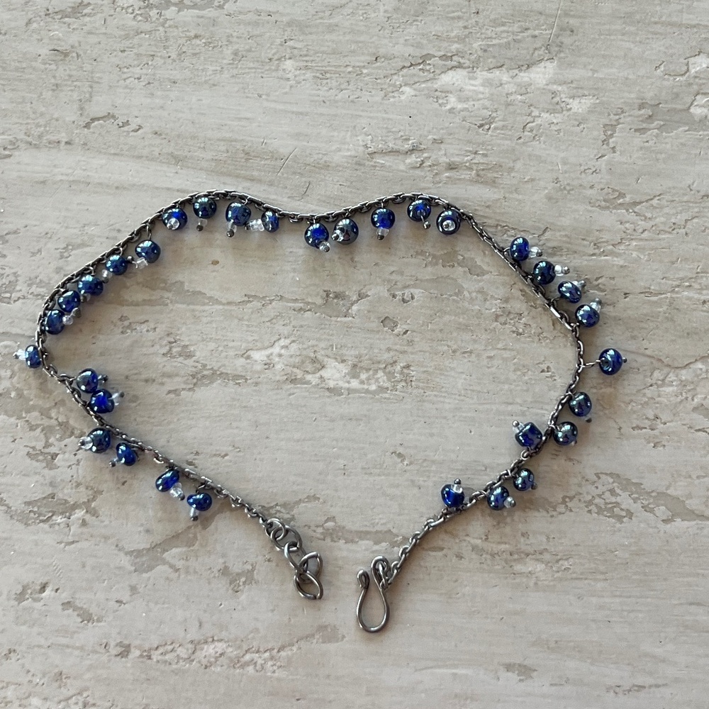 Sterling Silver and Blue Stone Ankle Bracelet